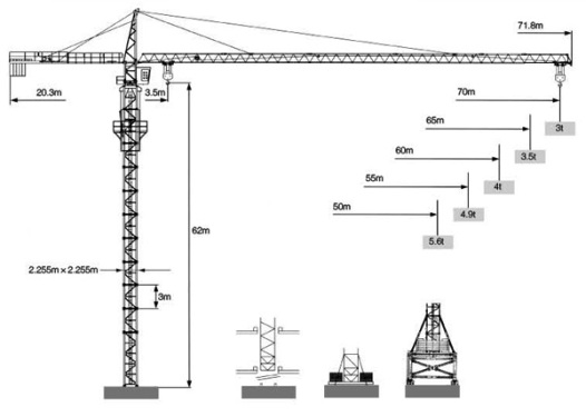克瑞 QTZ250(7030)整体式 塔头系列塔式起重机