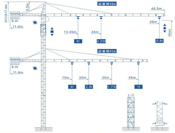 强力机械 Q4808(4t)型 尖头塔式起重机