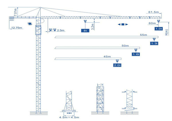 强力机械 Q6010(8t)型 尖头塔式起重机