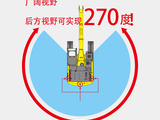 【后方视野广阔】显示屏是住友建机独有的可选配的270°助视系统。后方视野270度。驾驶员 的安全确认非常容易、现场安全可进一步用人眼得到保证。另外摄像头可进 行切换、显示屏画面夜间亦能清晰可见。